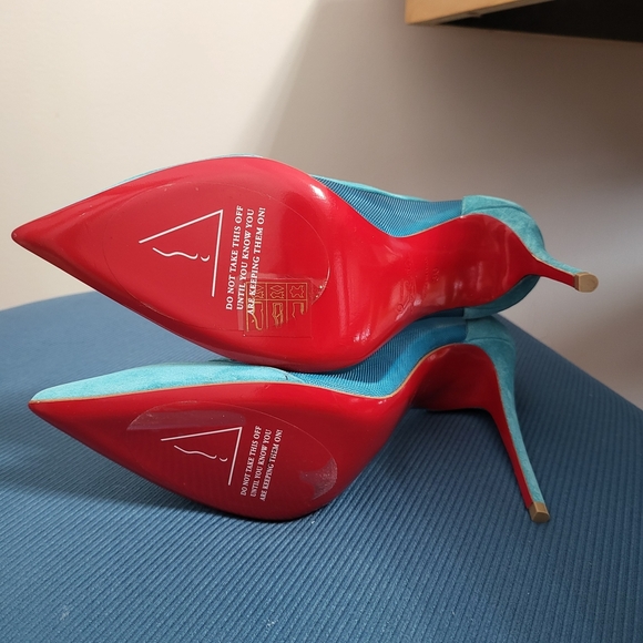 Christian Louboutin Blue and Red Heels - Picture 7 of 9